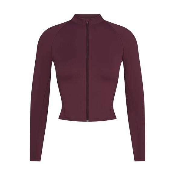 🍷 Nike X SKIMS Matte Mock Neck Full Zip Jacket in Currant Women XL - Picture 1 of 5